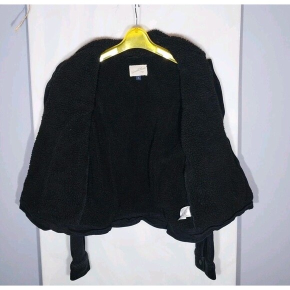 Universal Thread Women's Jean Jacket Sz M Black Sherpa Lined Heavyweight Cozy - Picture 5 of 7